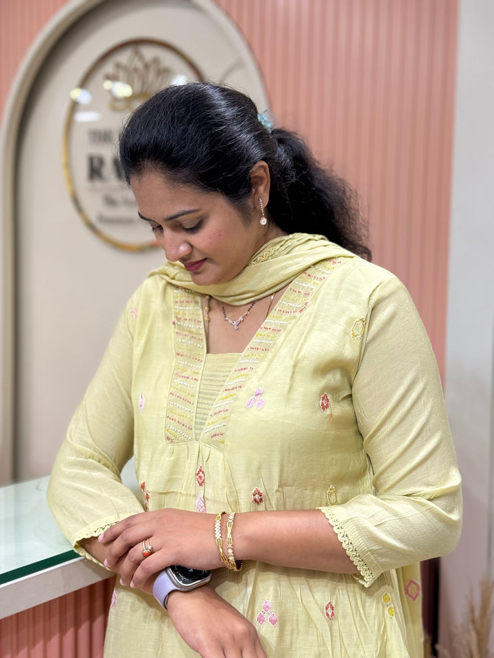 Mul Chanderi Collection with Embroidery work (Cotton Lining)| R204