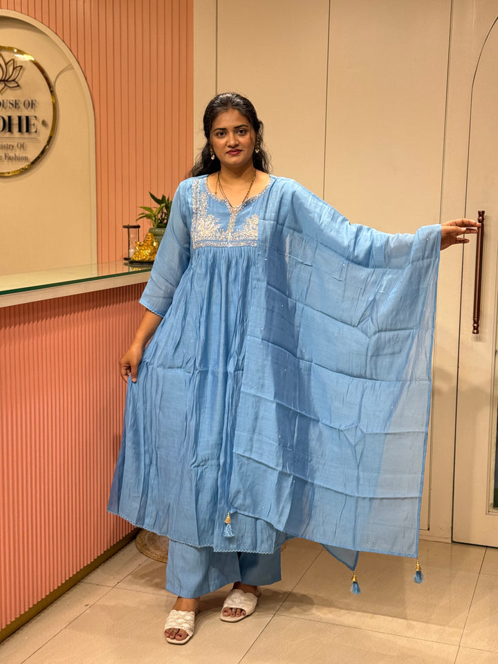 Mul Chanderi Collection with Handwork ( Cotton Lining )| R217