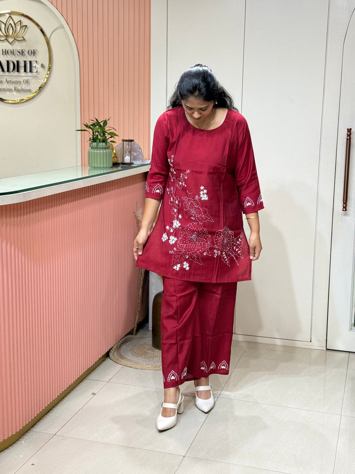 Co-Ord Set Collection with Beautiful Embroidery Design in Top and Bottom | R137