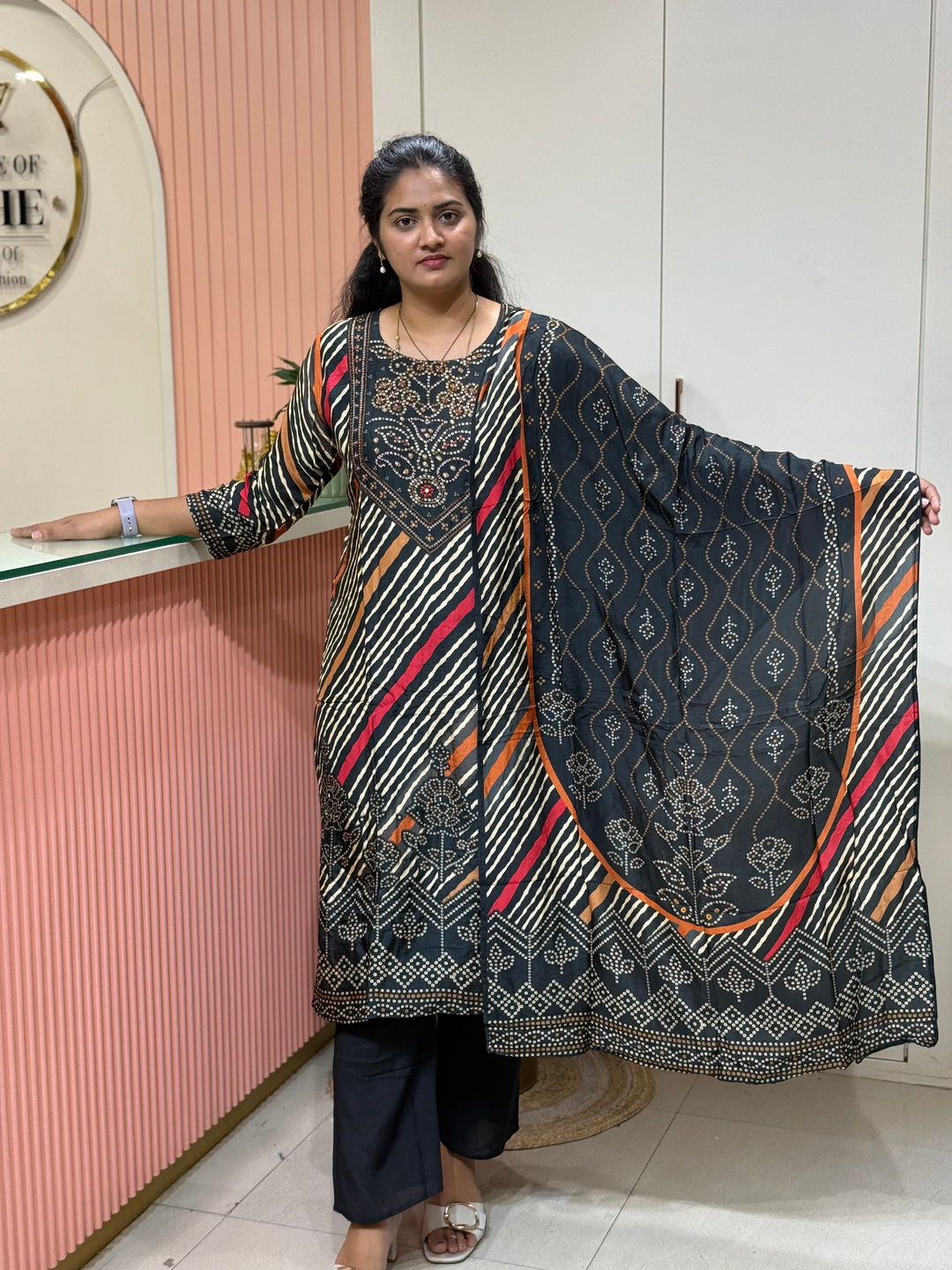 Tusser fabric with Bandhani design Collection (Cotton Lining )| R227