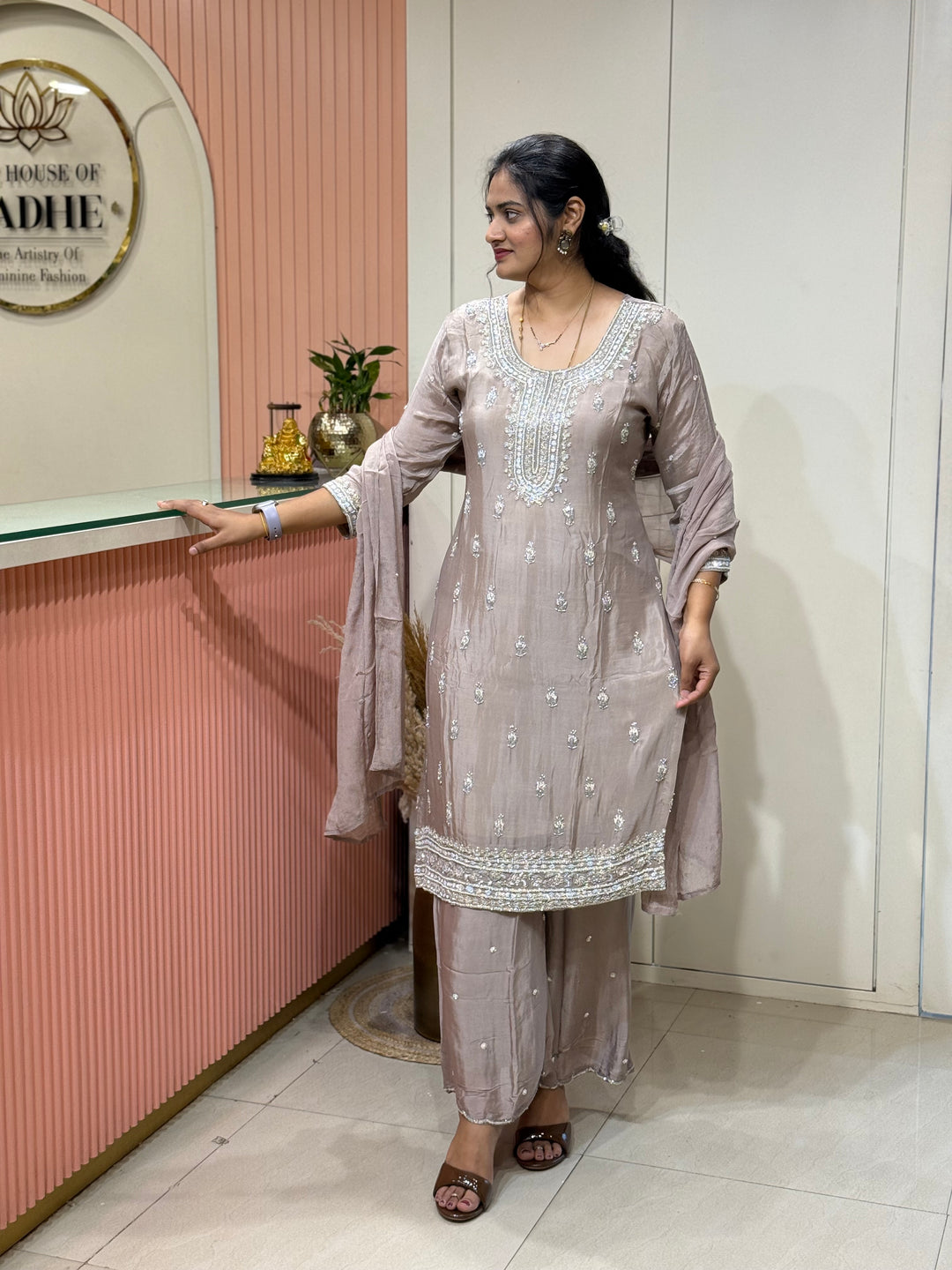 Pure Chinon Handwork Collection Party Wear  | R177