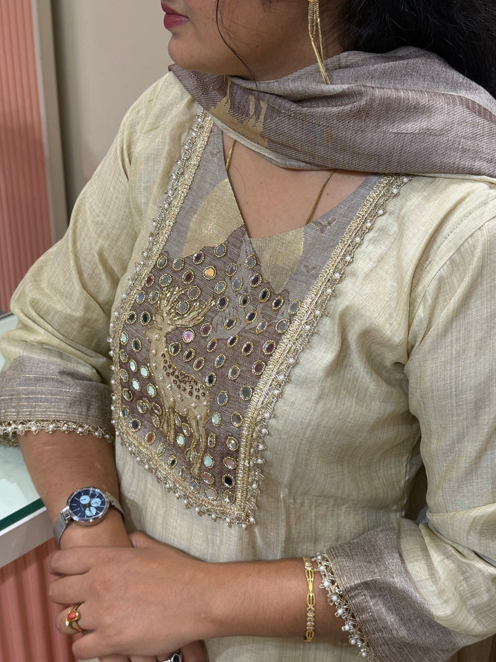Pure Jamdhani Designer 3 Pcs Set Collection (Cotton Lining)| R211