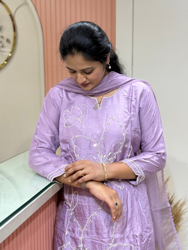 Dola Silk 3 Pcs Set Collection with Floral Work | R217