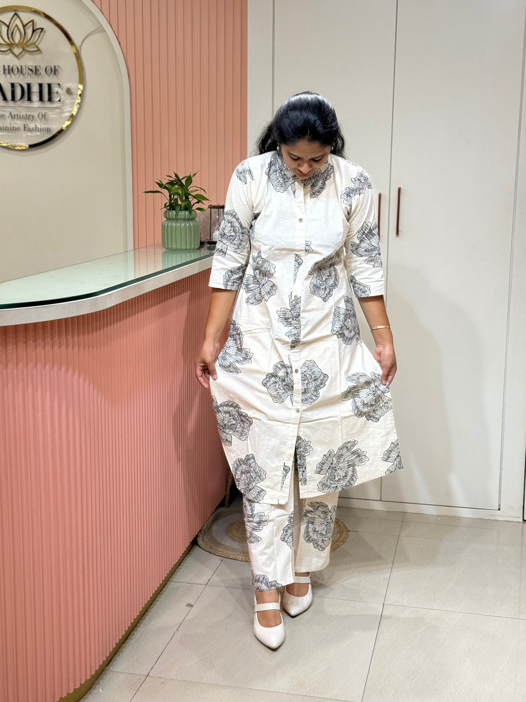 Flex Cotton 2 piece collection with floral work | R137