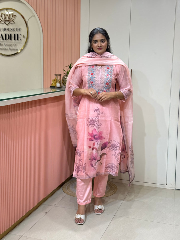 Silk Linen Fabric Collection with Hand Embroidery | R113