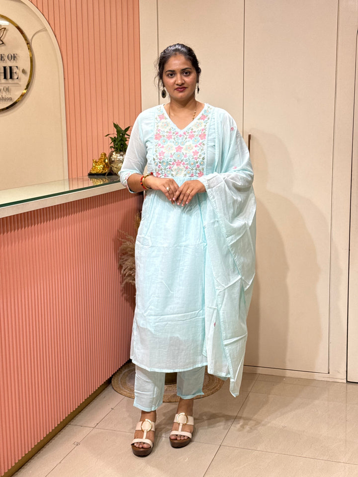 Pure Mul Cotton with Embroidery Work (Cotton Lining)  | R168