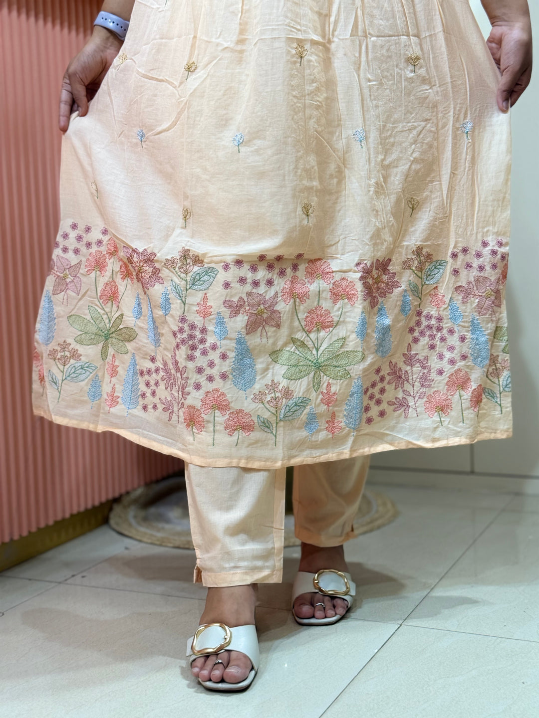 Pure Mul Cotton with Embroidery work(Cotton Lining) | R168