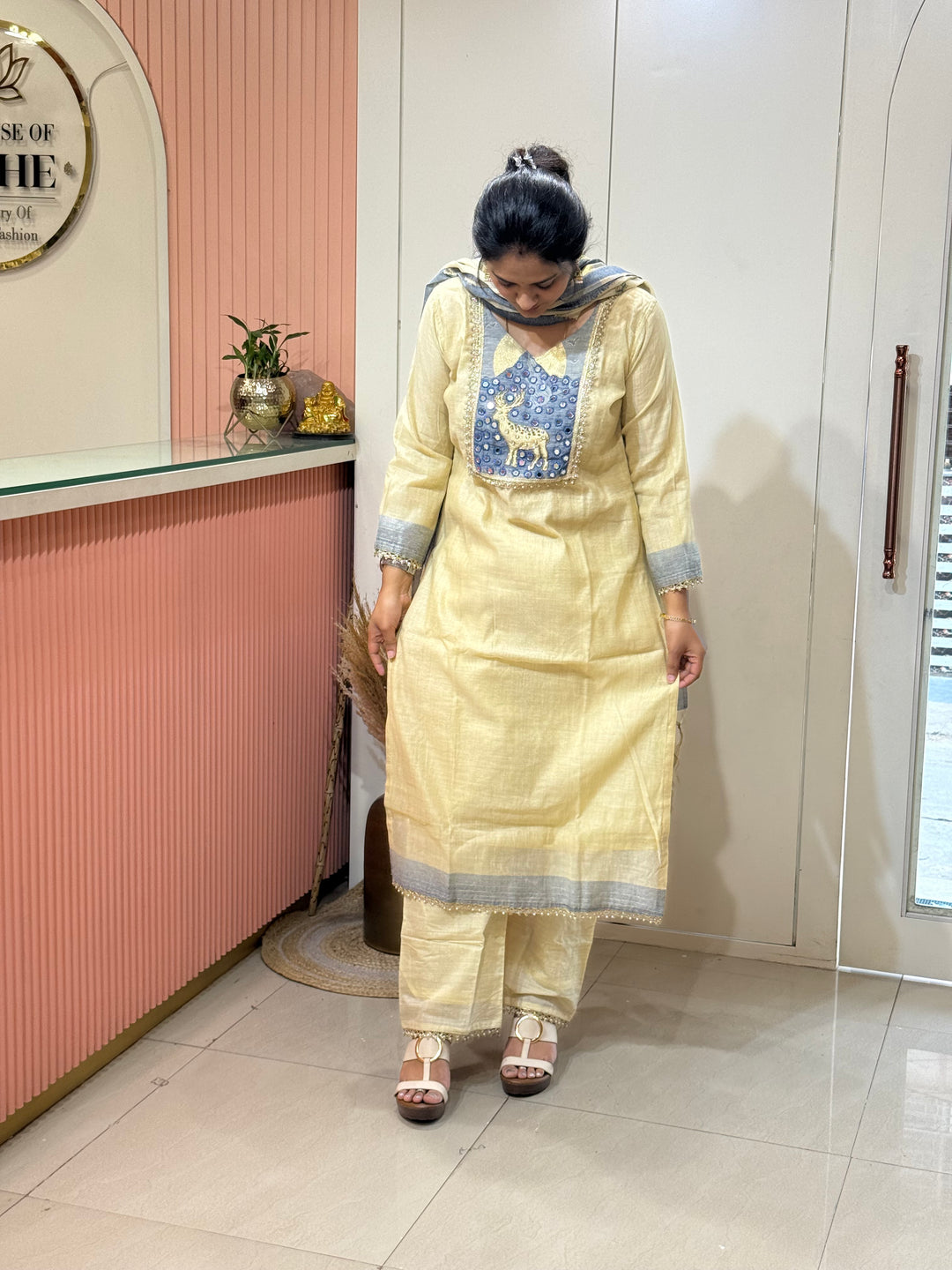 Pure Jamdhani Designer 3 Pcs Set Collection (Cotton Lining)| R211