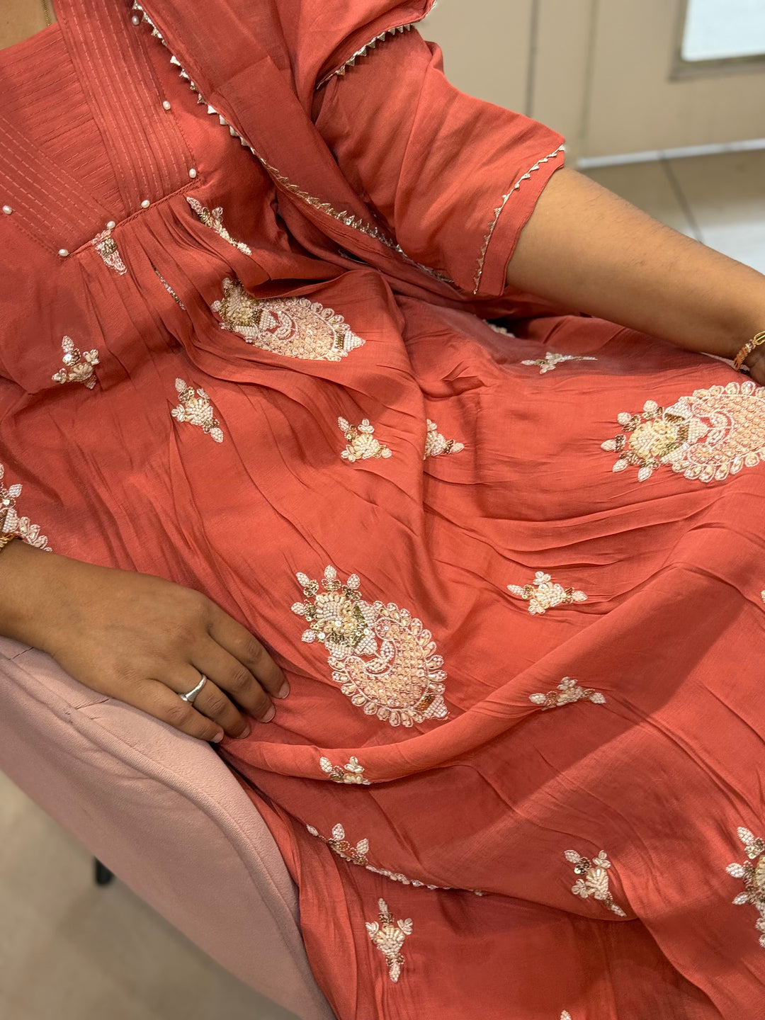 Pure Mul Chanderi handwork collection A Line Pattern | R229