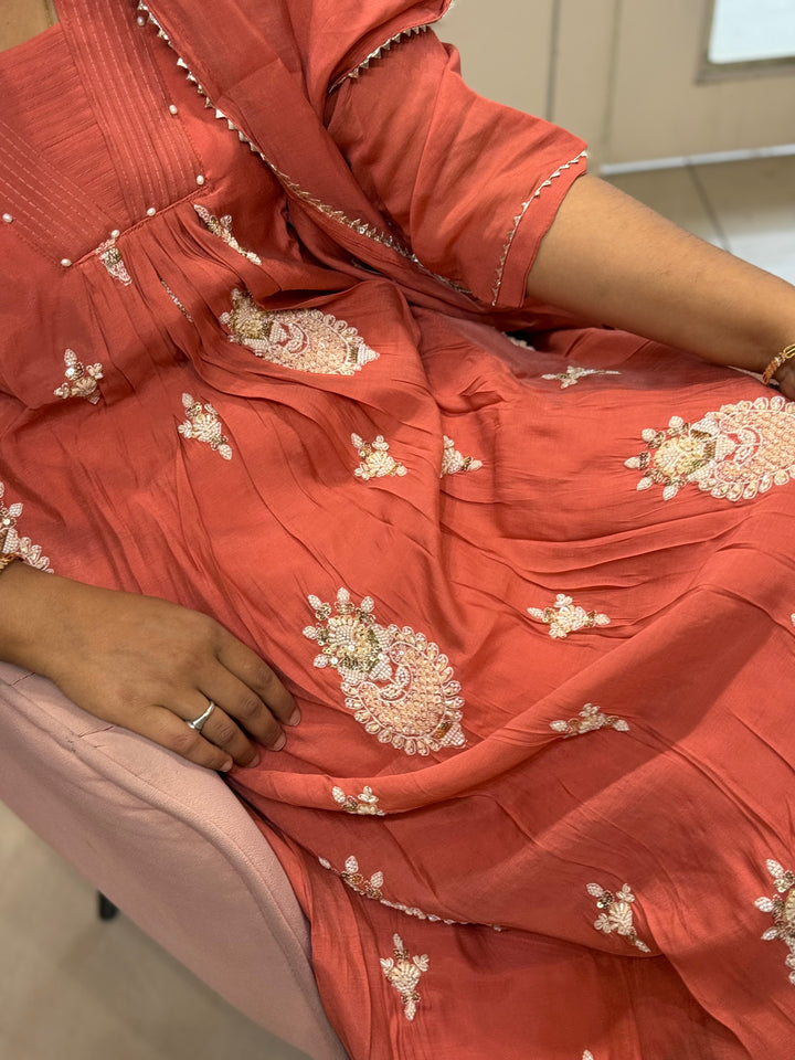 Pure Mul Chanderi handwork collection A Line Pattern | R229