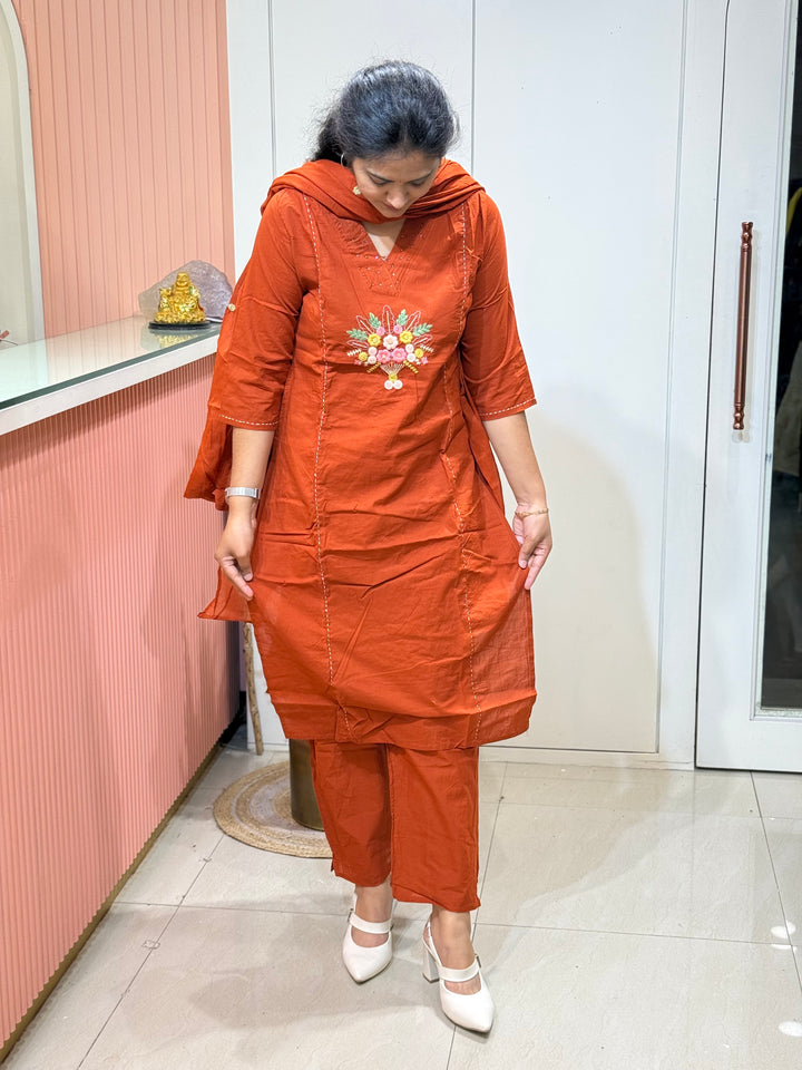 Hand Embroidered 3 Pc Cotton Collection – Summer Special | R166