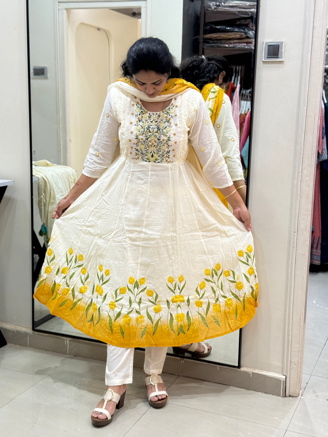 Premium Mul Cotton Anarkali Style Collection with cotton Lining | R164