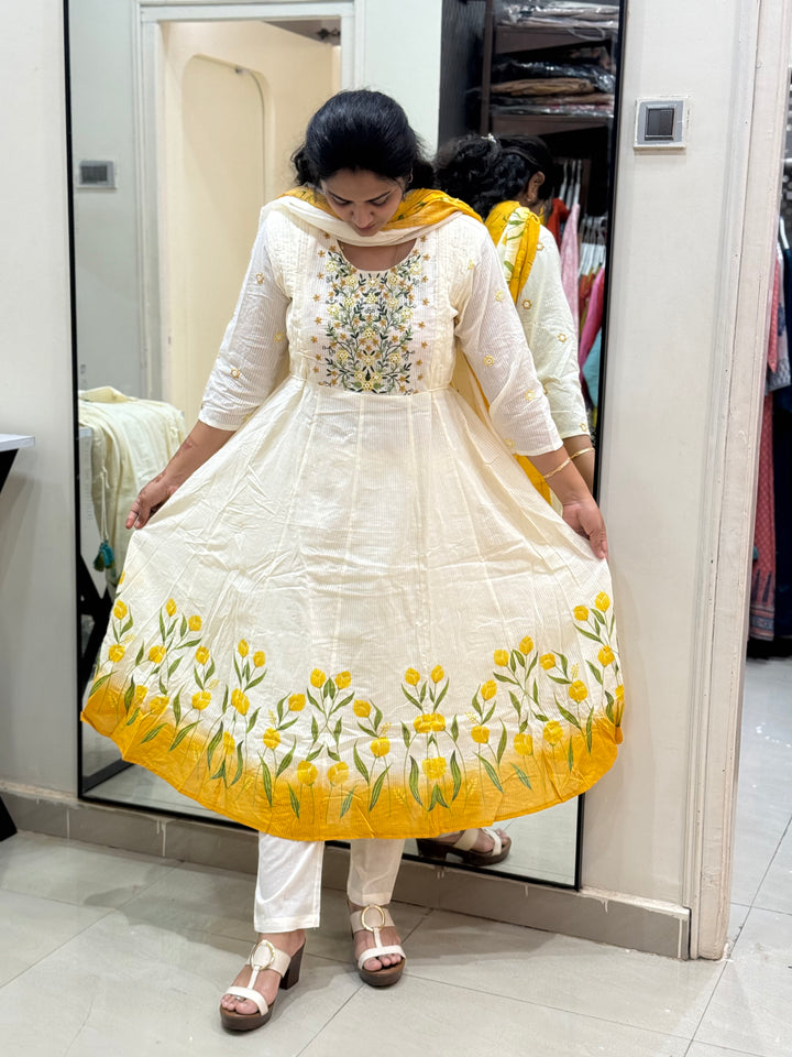 Premium Mul Cotton Anarkali Style Collection with cotton Lining | R164