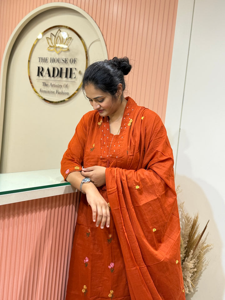 Mul Cotton with Beautiful Embroidery Work (Cotton Lining) | R176