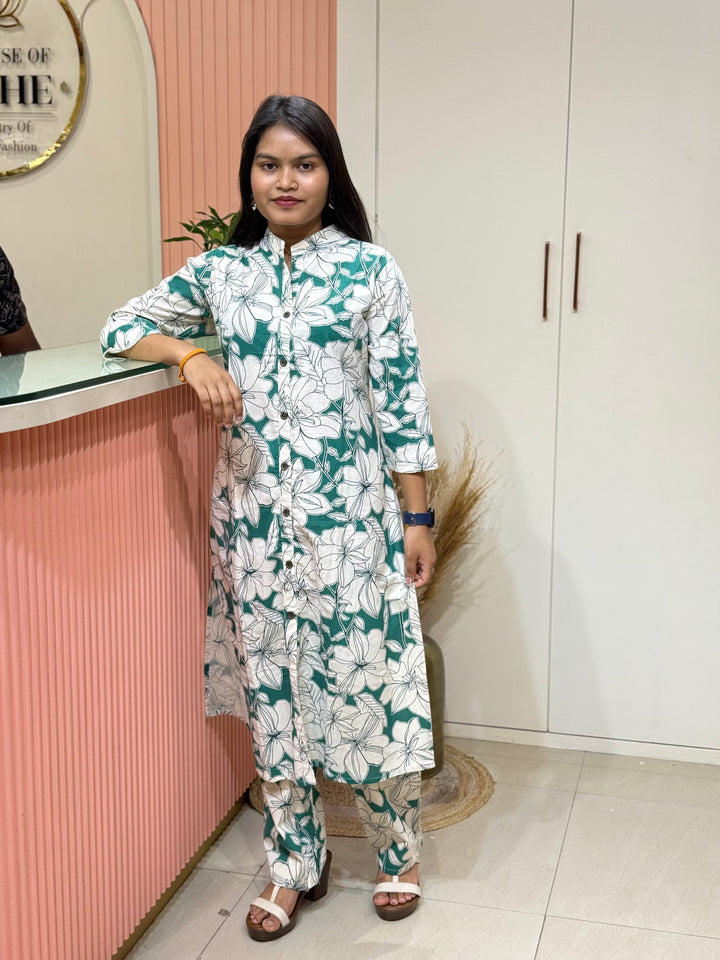 Flex Cotton 2 piece collection with floral work | R137
