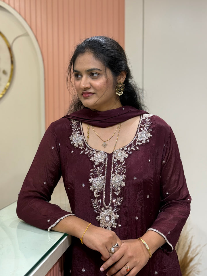 Pure Chinon Handwork Collection Party Wear | R177