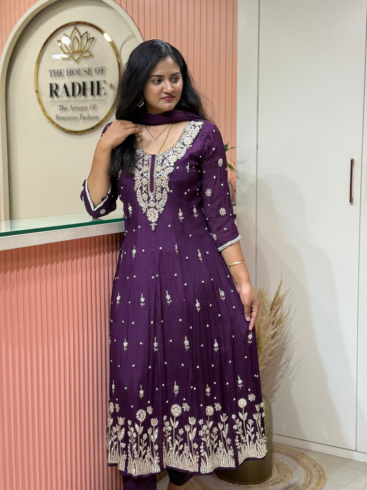 Pure Chinon Festive Collection | Full Handwork, Sequin &amp; Cut Dana | R177