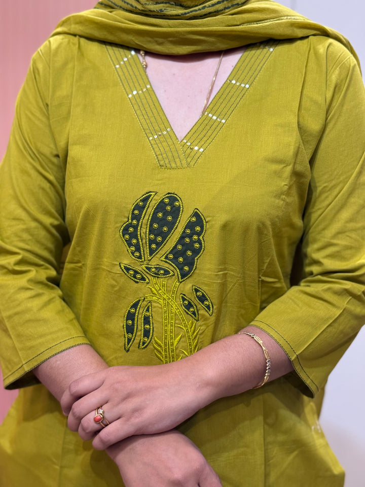 Cotton 3 Pc Kurta Set – Patch Work Collection | R146