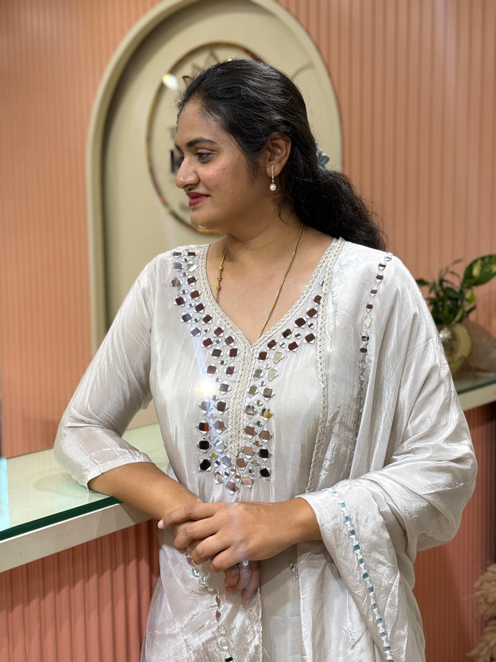 Pure HO Crepe Collection with Hand Real Mirror Work (Cotton Lining) | R221