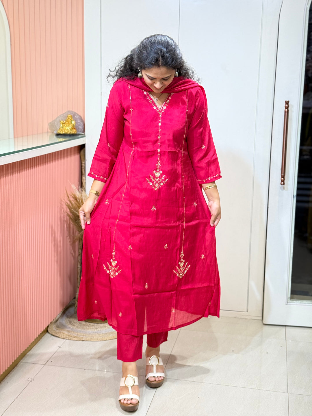 S Mul Chanderi Semi Party Wear | R138