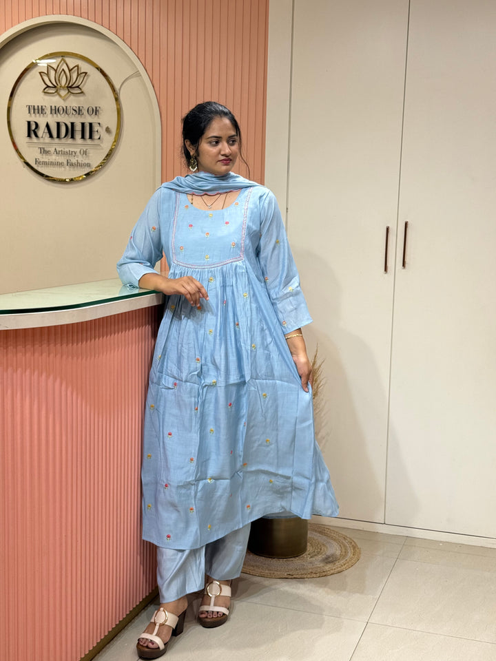 Mul Chanderi with Cute Embroidery work | R208