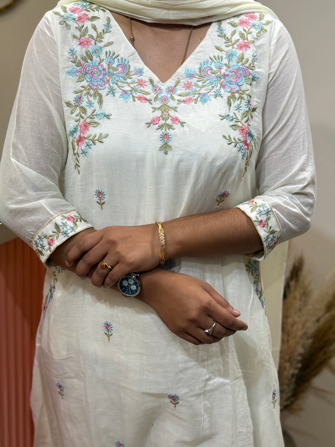 Pure Mul Cotton with Embroidery Work (Cotton Lining)  | R168