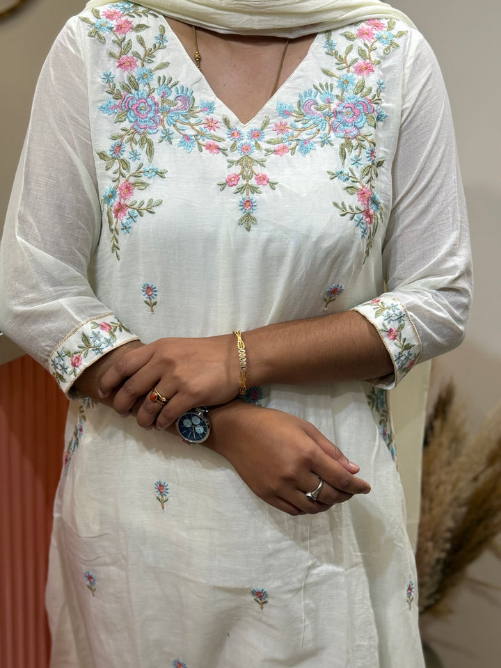 Pure Mul Cotton with Embroidery Work (Cotton Lining)  | R168