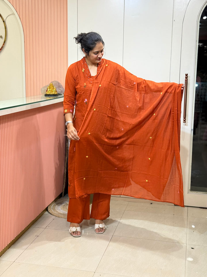 Mul Cotton with Beautiful Embroidery Work (Cotton Lining) | R176