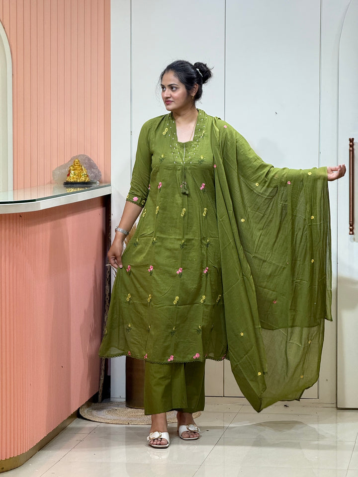Mul Cotton Beautiful Embroidery work, cotton Lining  | R176￼