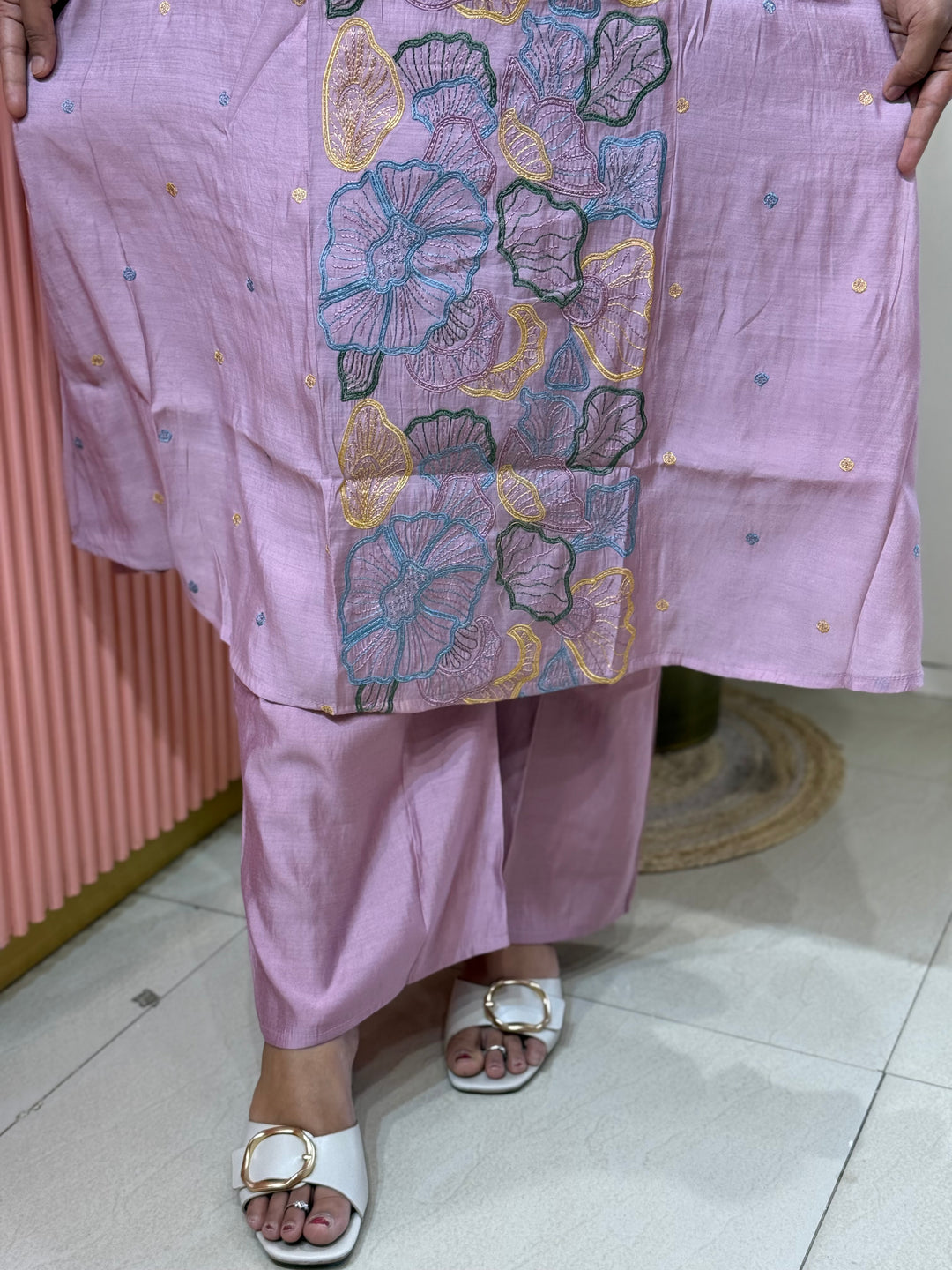 Mul Chanderi with Embroidery work ( Cotton Lining )| R204
