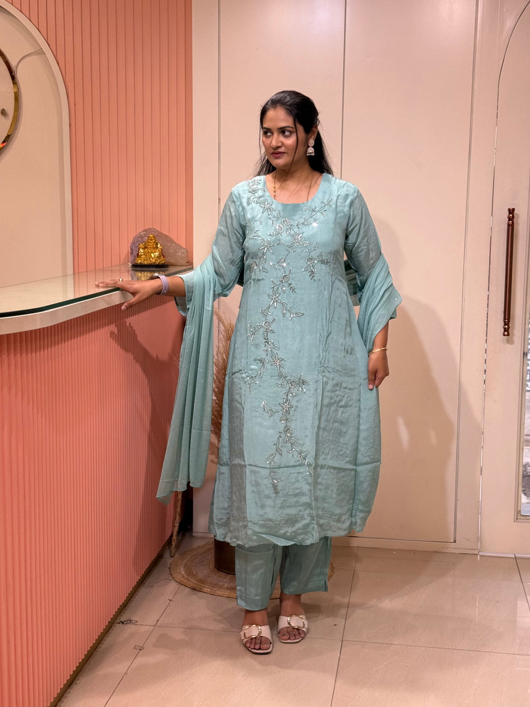 Pure Chinon Handwork Collection Party Wear  | R177