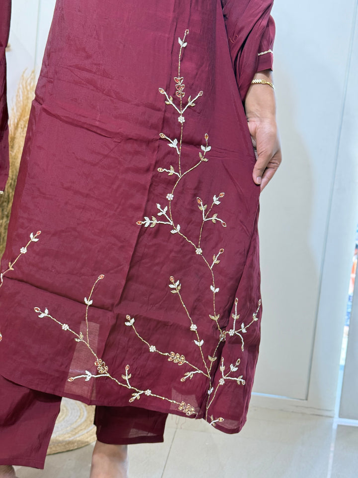 S Mul Chanderi 3 Pc Suit Collection Semi Party Wear| R138