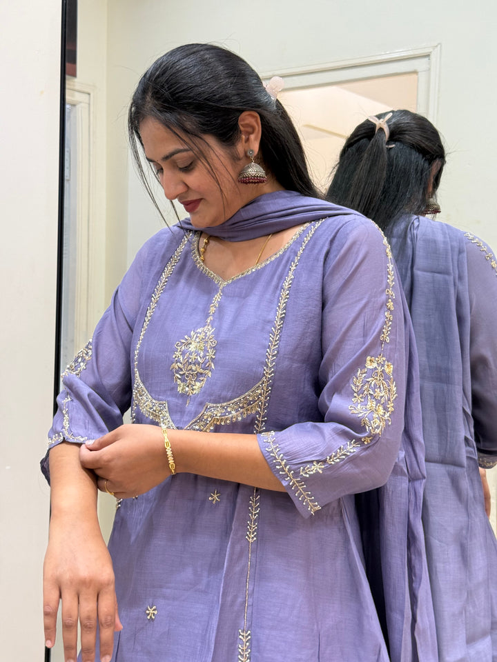 Premium Mul Chanderi with Cut Dana work Party Wear Collection | R206