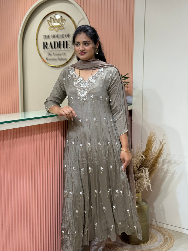 Pure Chinon Festive Collection | Full Handwork, Sequin &amp; Cut Dana | R177