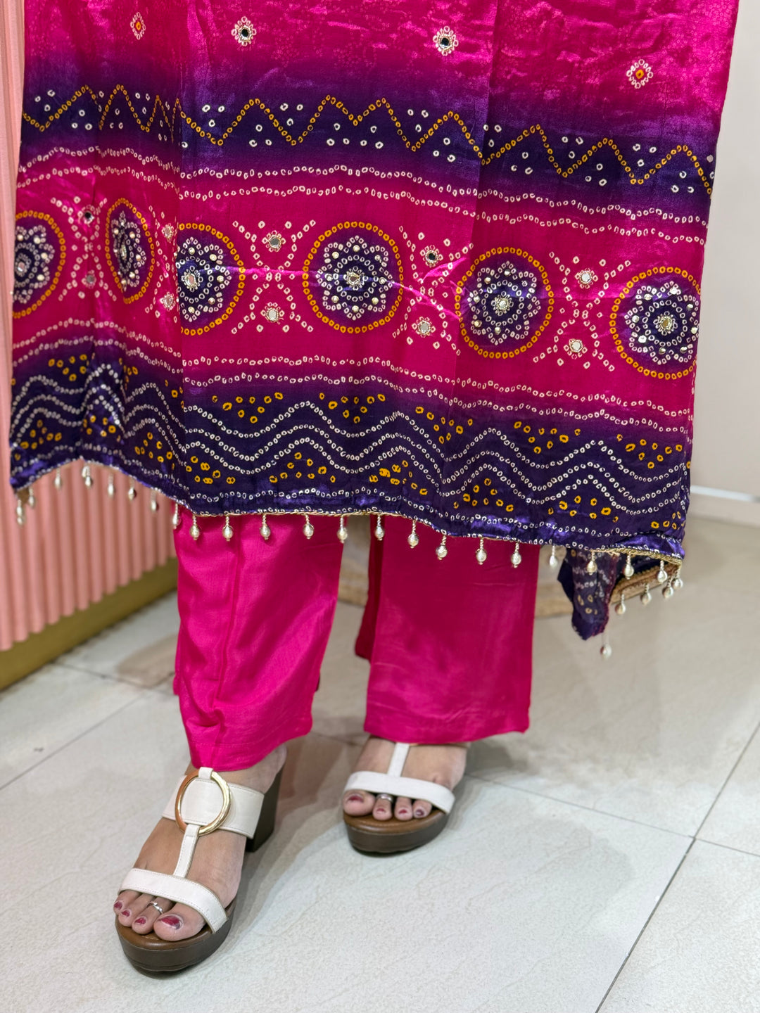 Gaji Satin Collection with Bandini print ( Dupatta Gaji Satin ) | R229