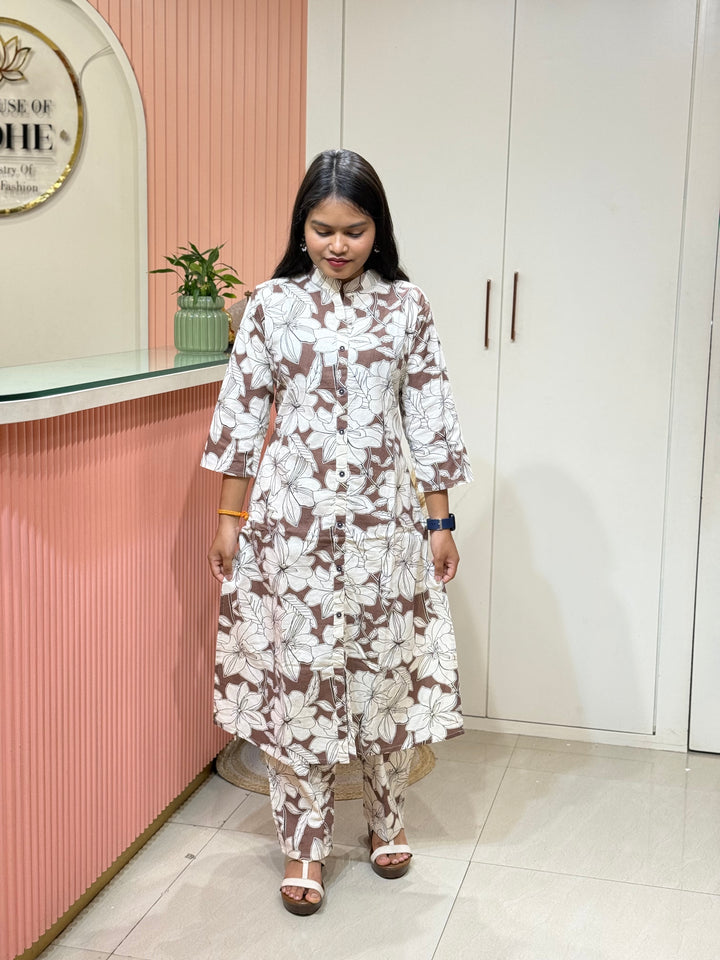 Flex Cotton 2 piece collection with floral work | R137