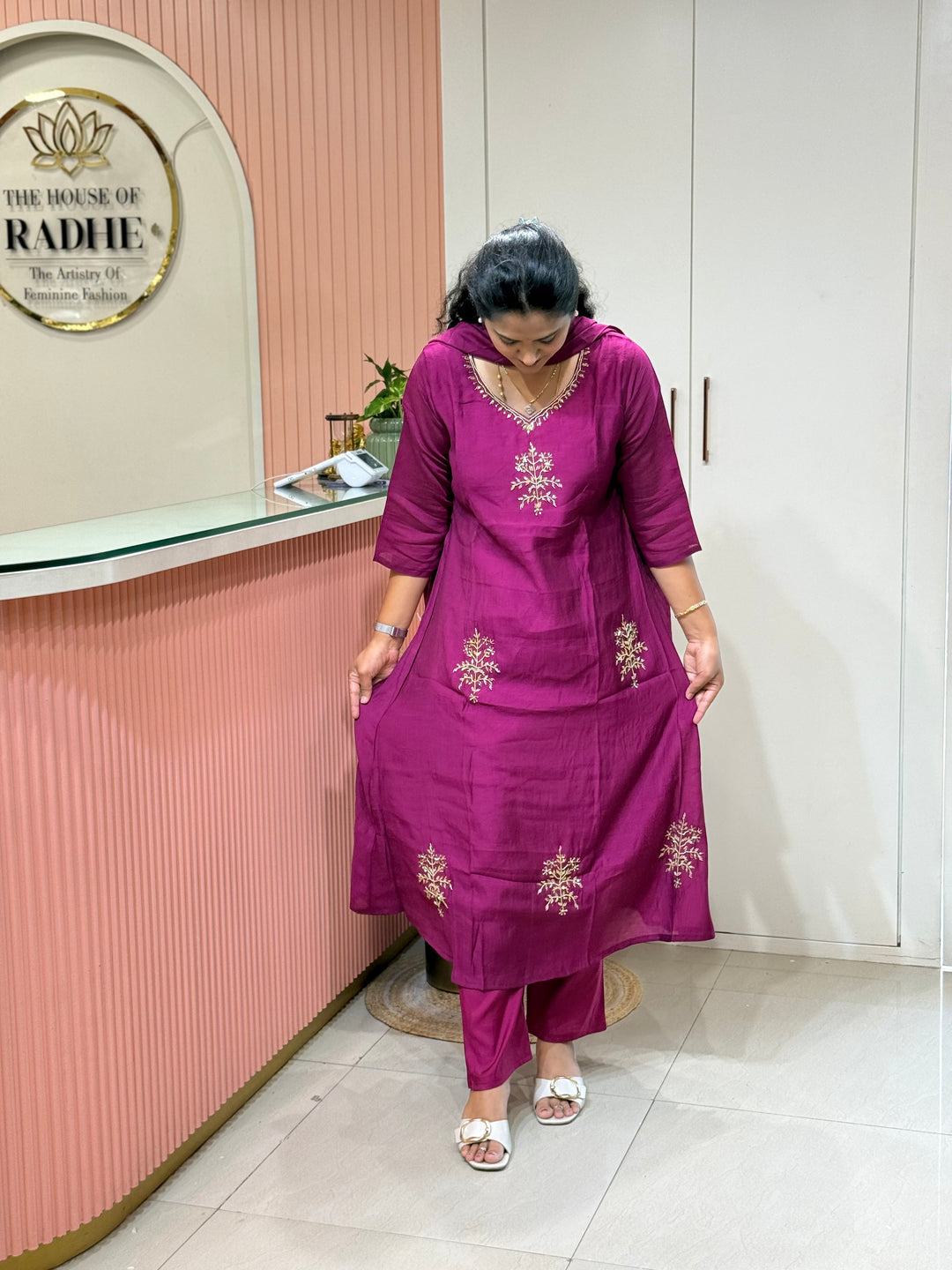 Coral Mul Chanderi with Cut Dana Work | R138