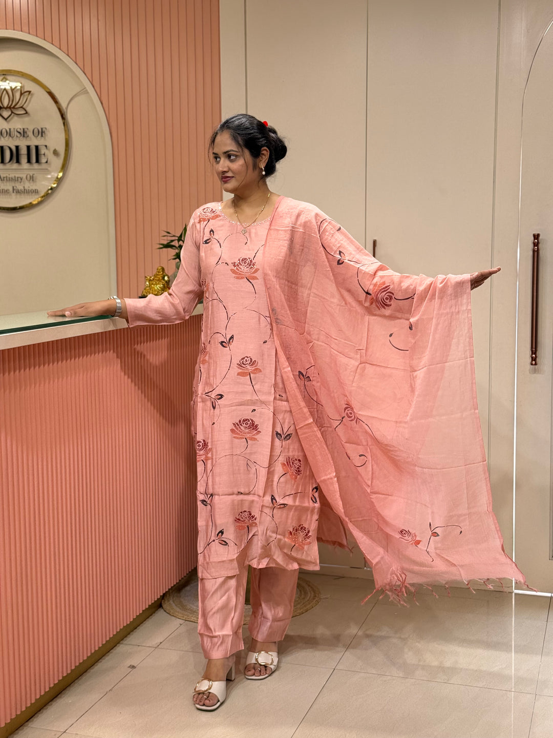 Premium Mul Chanderi Collection with Floral Work | R217