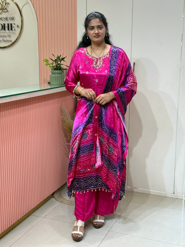 Gaji Satin Collection with Bandini print ( Dupatta Gaji Satin ) | R229