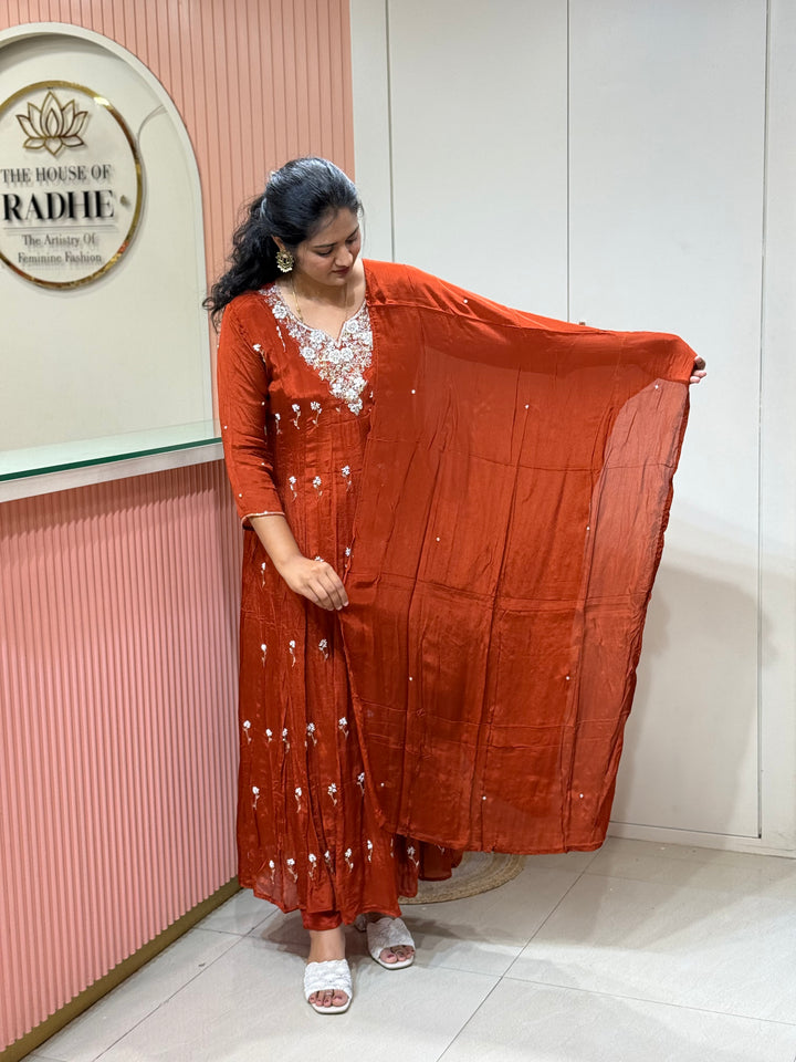 Pure Chinon Festive Collection | Full Handwork, Sequin &amp; Cut Dana | R177