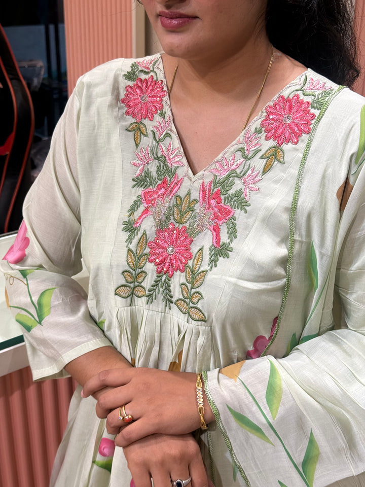 Mul Chanderi Collection with Brush Paint | R209