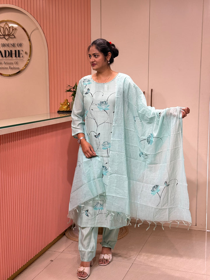 Premium Mul Chanderi Collection with Floral Work | R217