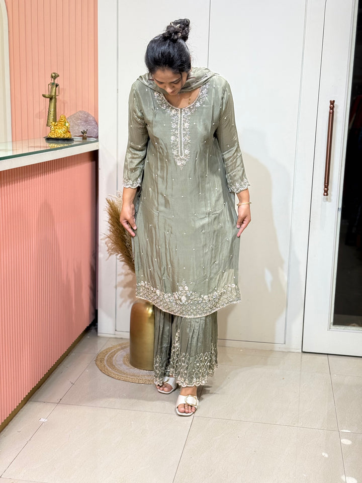 Festive Collection Pure Chinon Suit Set – RADHE45