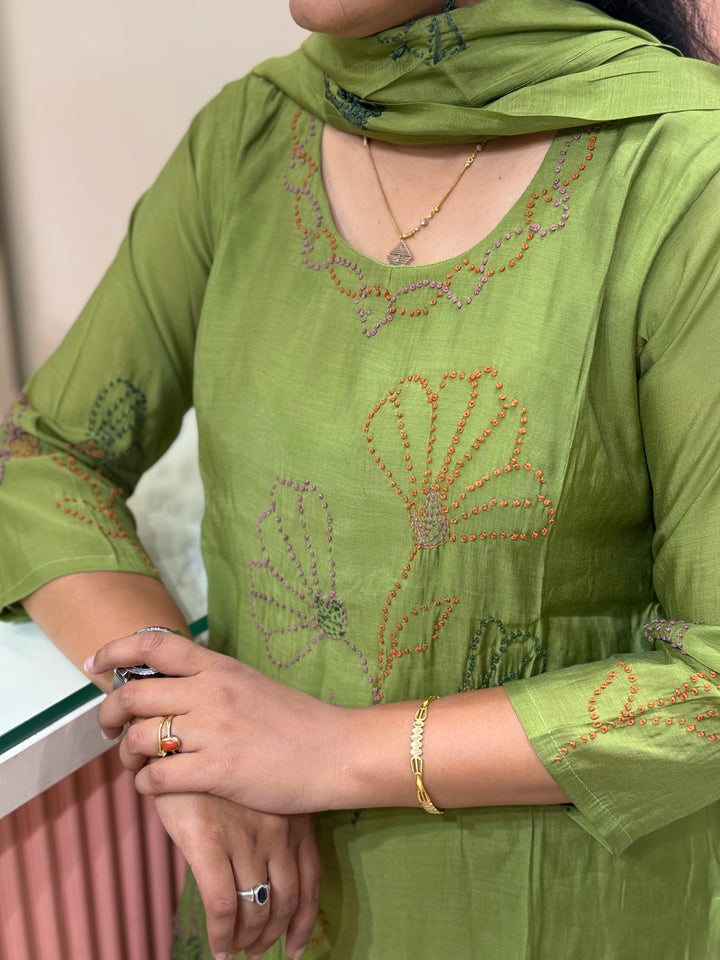 Mul Chanderi Collection with Floral Work | R226