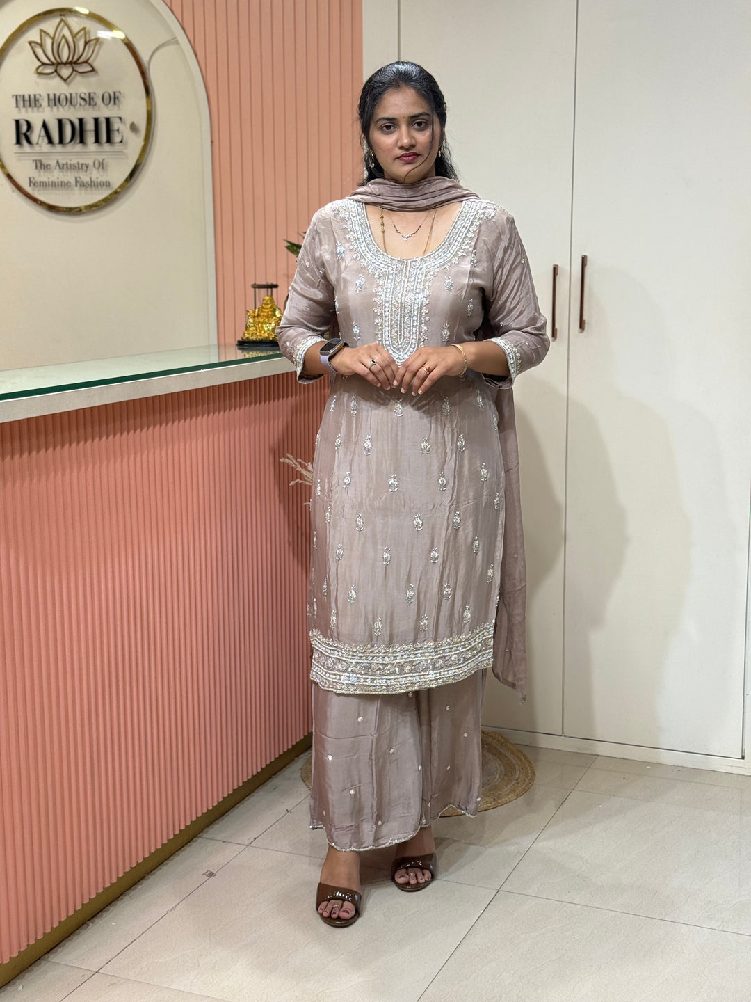 Pure Chinon Handwork Collection Party Wear  | R177