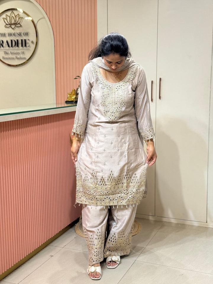 Pure Tissue Silk Collection with Beautiful Work ( flare Plazo) | R148