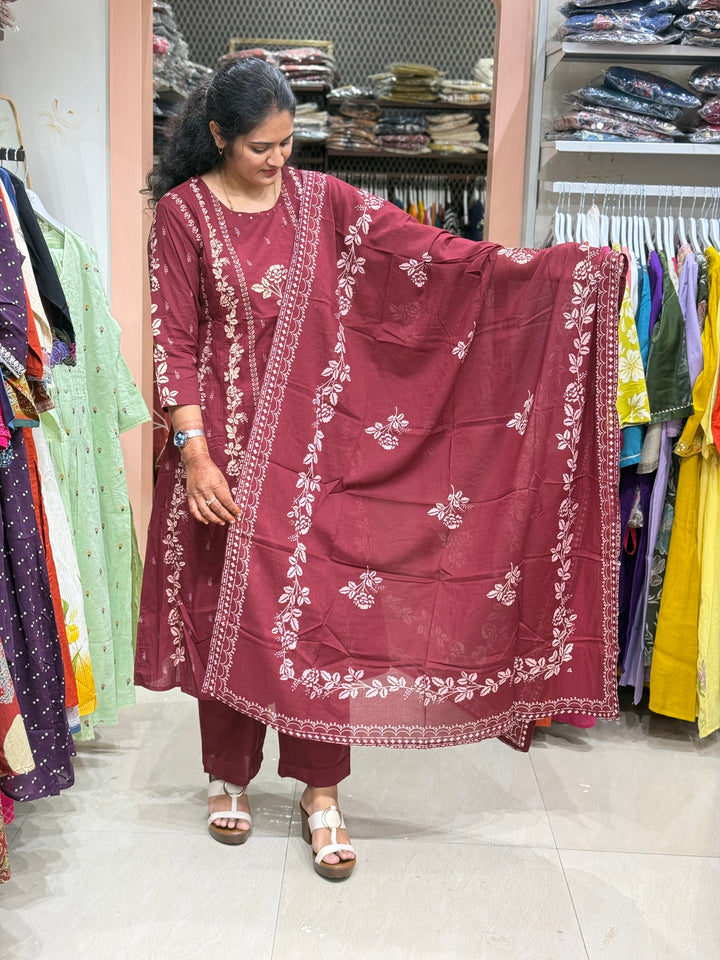 A-Line Cotton 3 Pcs Collection With Full Length Dupatta | R178