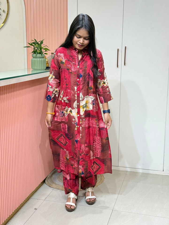 Rayon 2 piece collection with floral work | R137