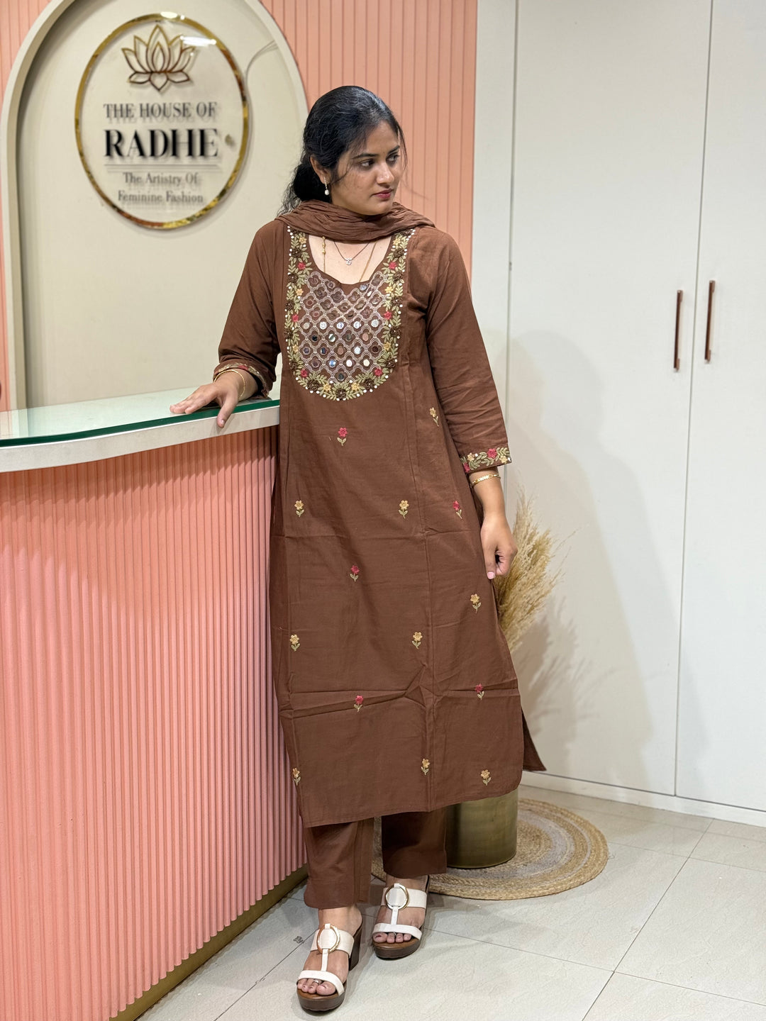 Khadi Cotton 3 Pcs Set Collection | Embroidery and Real Mirror Work | R145
