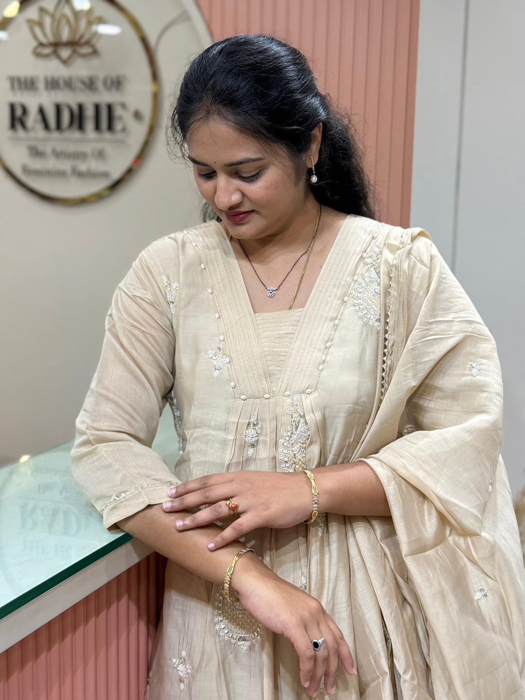 Pure Mul Chanderi handwork collection A Line Pattern | R229